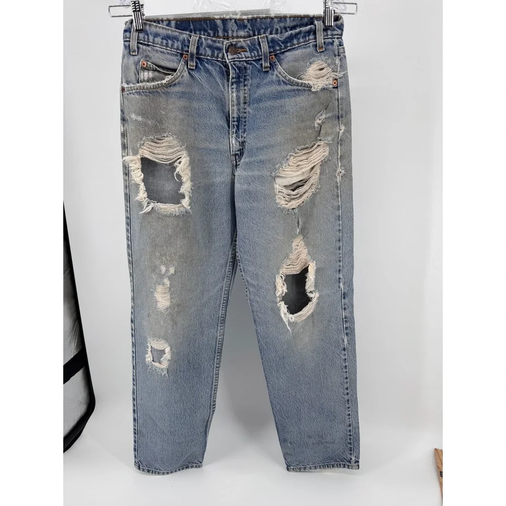 Distressed Vintage Levis‎ 550 Orange Tab Relaxed Fit Mens Jeans W32 L32 Ripped